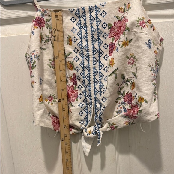 Rachel Zoe Red and Yellow Tie Front Crop Top - Picture 8 of 9